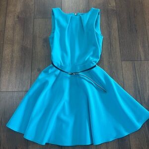 NWOT Closet London Turquoise Belted Dress, Size 8